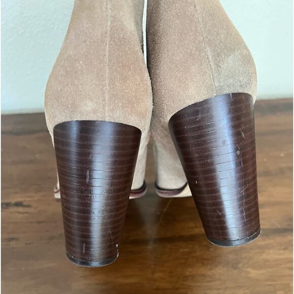 Sam Edelman Blake Tan Block Heel Minimalist Neutral Leather Ankle Booties - Picture 13 of 15